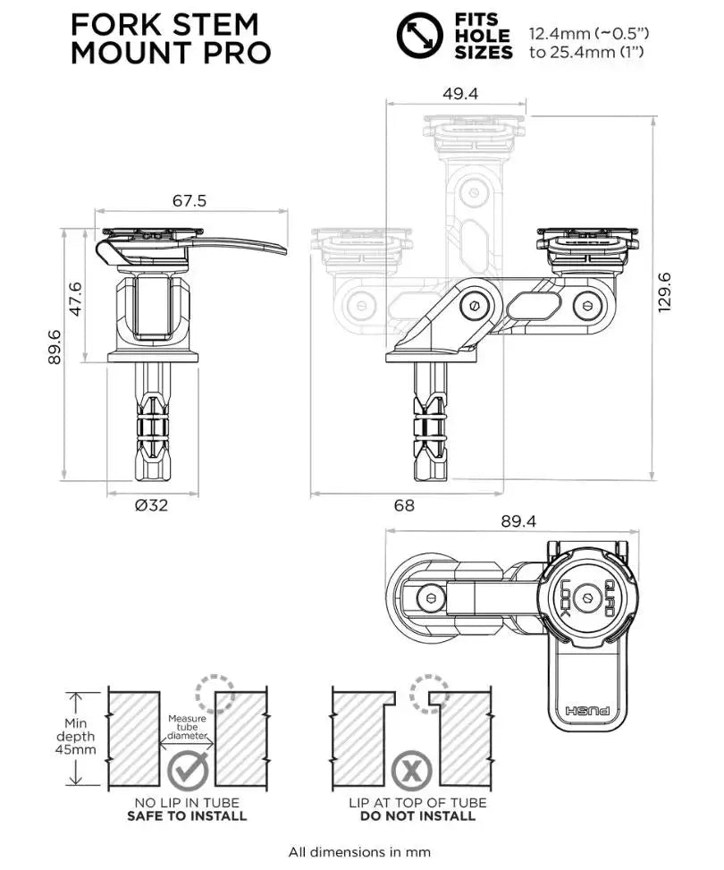 Quad Lock ‌Moto Universal Fork Stem HLT Factory